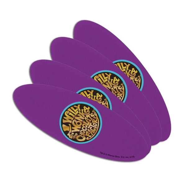 Willy Wonka and the Chocolate Factory Logo Double-Sided Oval Nail File Emery Board Set 4 Pack