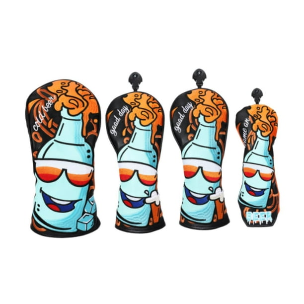 4 fundas para cabezas de palos de golf, de madera, resistentes al desgaste, accesorios de golf. negro naranja