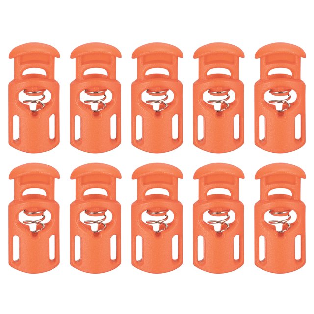 Unique Bargains 30Pack 5.5x3mm Cord Lock Plastic Single Hole Spring Toggle Stoppers, Brown