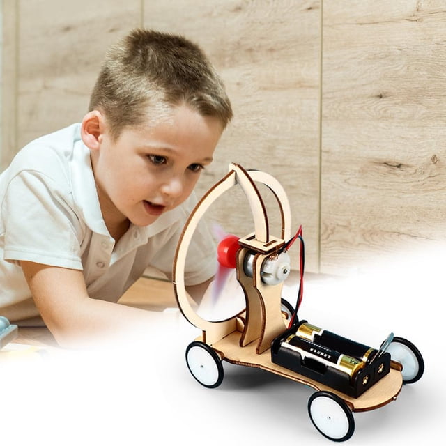 DIY Electric Wind Car Toys Niños Estudiantes Experimentos de Ciencias Físicas Kits