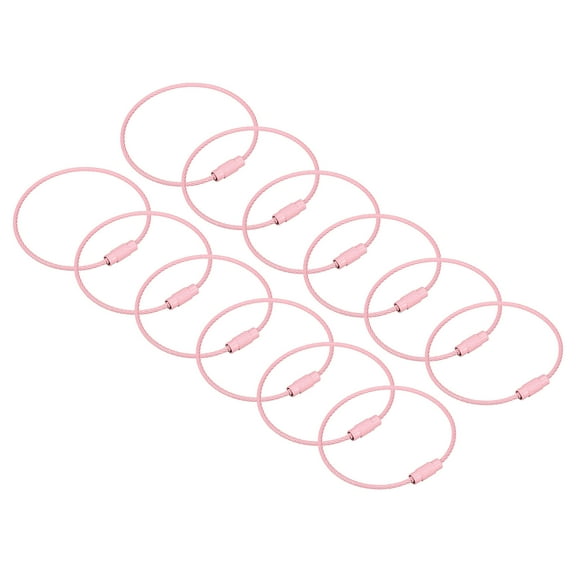 Uxcell 12Pack Cable Key Rings, 6-inch(155mm) Wire Keychain Twist Loops, Light Pink