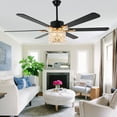 thumbnail image 3 of Cusp Barn 65" Vintage Crystal Shade Ceiling Fan with Lights and Remote Control, All Seasons DC Motor Reversible Fan with Lights, 3 of 11