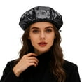thumbnail image 2 of KANG Glitter Style Beret For Elegant Daily Wear Soft Slouchy Hat Feminine Dressy Occasion Black A, 2 of 5