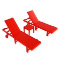 thumbnail image 4 of 3 Piece Modern Poly Reclining Chaise Lounge With Wheels, Red, 4 of 4