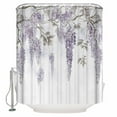 thumbnail image 2 of Purple Spring Floral Waterproof Fabric Shower Curtain, Summer Botanical Weeping Vintage Shower Curtain for Bathroom Curtains Bathtubs Hotel Washable Shower Curtains with 12 Hooks Long 72x78in, 2 of 6