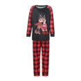 thumbnail image 3 of Combinaison Quotidienne à Carreaux à Taille Élastique Imprimée en Wapiti avec Col Rond et Pyjama Familial de 2 Pièces, 3 of 9
