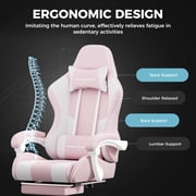 GTPLAYER Ergonomic Fabric Gaming Office Chair with Footrest, Pink