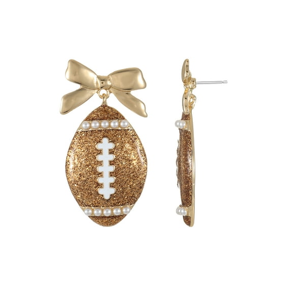 Packed Party Women's Touchdown Sparkle Football Dangle Earrings, 1 Pair