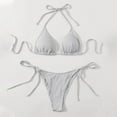 thumbnail image 2 of Women's Linked Ribbed Bikini Set High Waisted Underwire Ruched Push Up Two Piece Bathing Suit Scalloped, 2 of 5