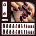 thumbnail image 2 of Uñas postizas Press On LOPMNGHT medianas estilo ballet rojo con rayas, 24 piezas, 2 of 6