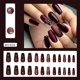 thumbnail image 2 of Uñas postizas Press On LOPMNGHT medianas estilo ballet rojo con rayas, 24 piezas, 2 of 6