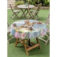 thumbnail image 3 of Outdoor Tablecloth with Umbrella Hole and Zipper, Easter Round Table Cloth 54 Inch Waterproof Tablecloth, Farmhouse Spring Rabbit Eggs Flowers Wooden Board Picnic Table Cover for Patio Camping, 3 of 7