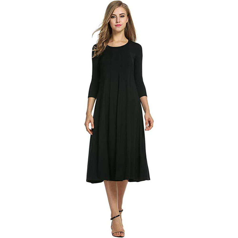 KORSIS - Women's 3/4 Sleeve A-line and Flare Midi Long Dress - Walmart ...