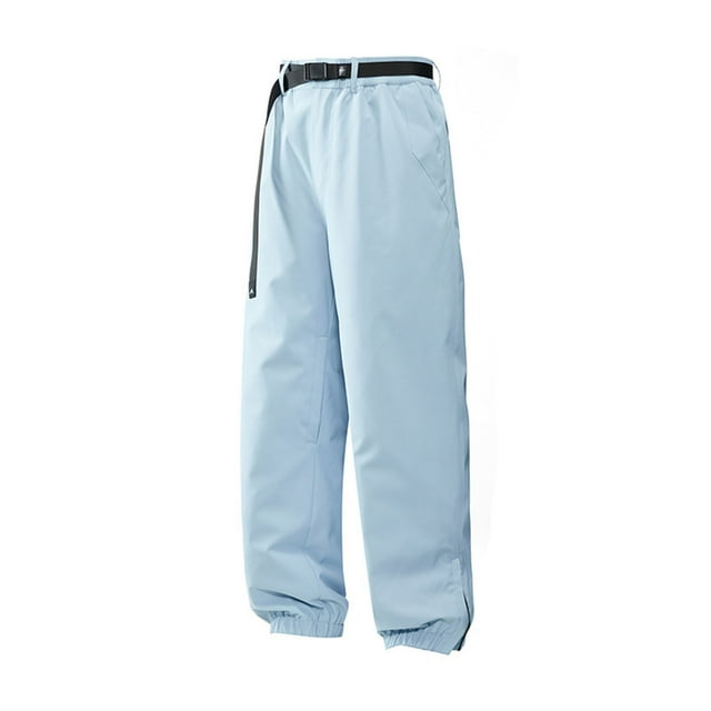 FRSASU Mens Winter Thick Warm Skiing Pants Windproof Waterproof Suspender Snowboard Pants Blue