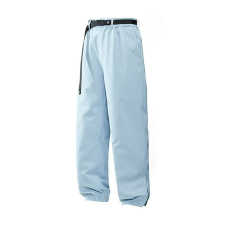 Kvture Men s Snow Pants Waterproof Windproof Lightweight Elastic Waistband Baggy Casual Skiing Pants for Men Blue XXL