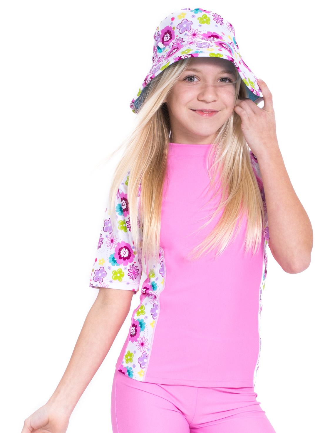 SunBusters Girls Reversible Bucket Hat (UPF 50+), Poppyberry, Small - image 3 of 3