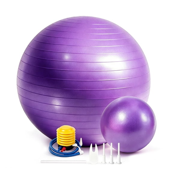 Exercise Ball Yoga Ball, 25" Extra Thick Yoga Ball with 9" Pilates Ball, Stretch Strap & Foot Pump, Anti-Burst Extra Thick Stability Ball Birthing Ball Set for Fitness, Workouts, and Physical Therapy