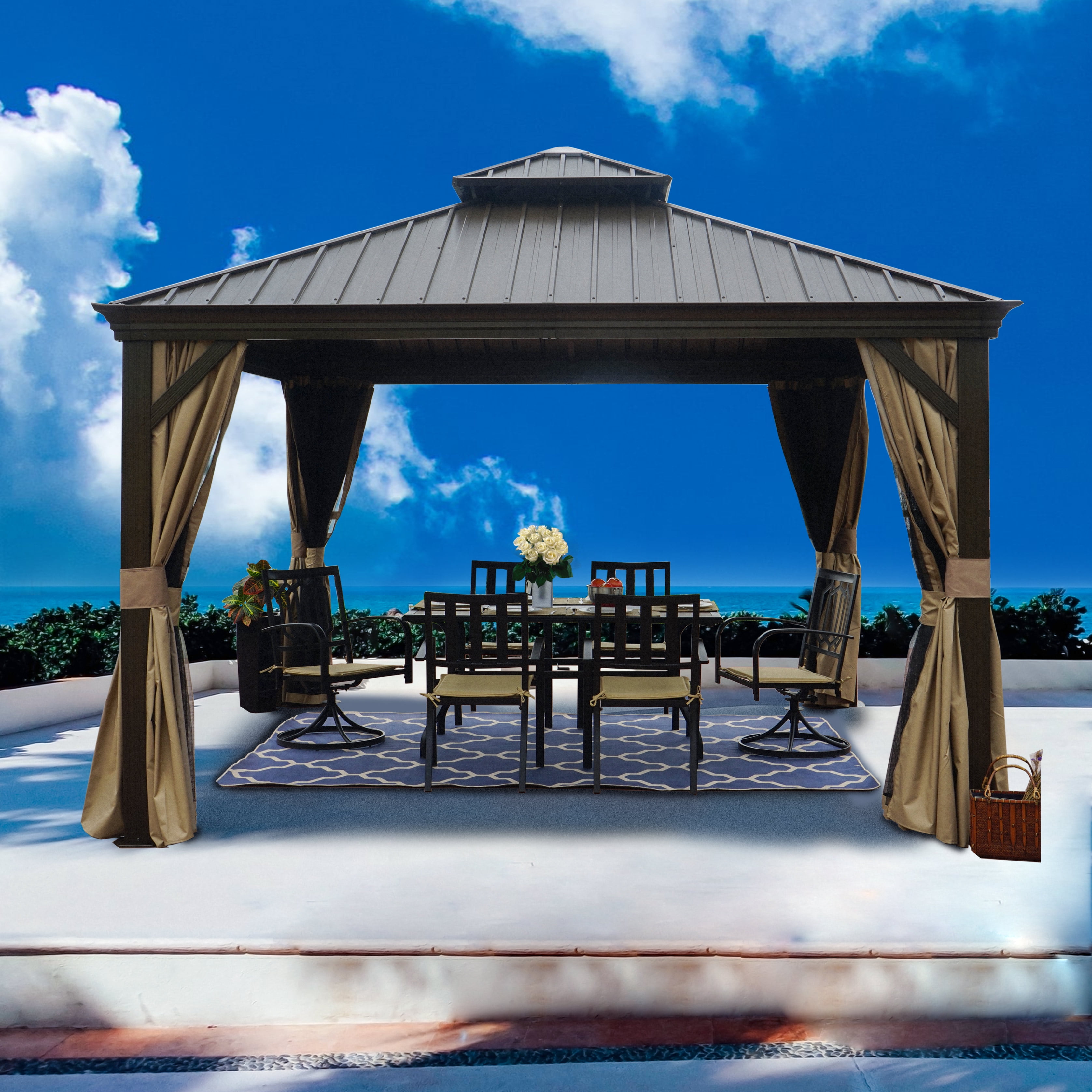 Kozyard Alexander Hardtop 12 ft. W x 12 ft. D Aluminum Hardtop Gazebo