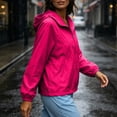 thumbnail image 5 of MORESEC Women's Plus Size Summer Fall Windbreaker Jackets Solid Casual Loose Thin Outerwear Lightweight Travel Beach Tops, Hot Pink XL, 5 of 9