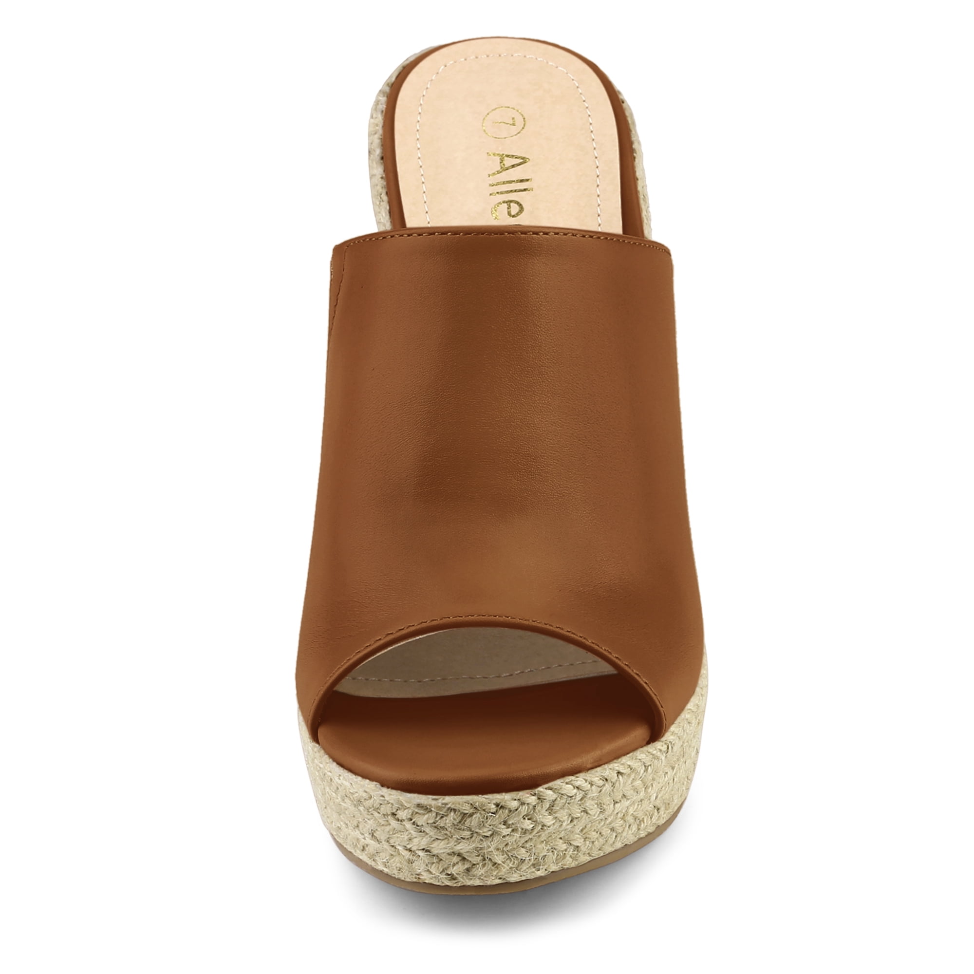 DARING DIVA Women's Slip on Platform Sandals Espadrilles Wedges Slides Mules Brown 10