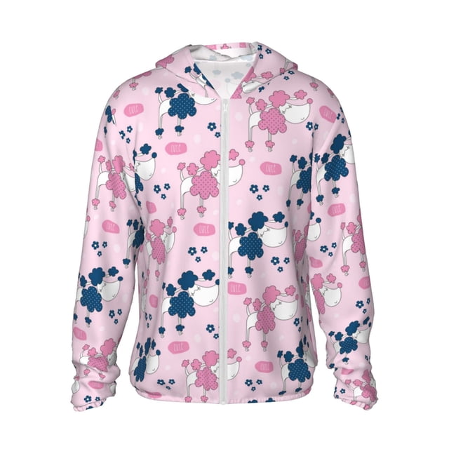 Vsdgher Sweat à Capuche Imprimé Chien Caniche pour Hommes Femmes, Manches Longues Protection Solaire Pêche pour Course Natation-Moyen