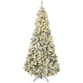 thumbnail image 1 of HOMCOM 7.5ft Snow Flocked Artificial Christmas Tree with Lights, 1 of 10