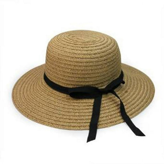 Zehuanyu Fashion Foldable Women's Girls Sweet Bowknot Wide Brim Floppy Summer Straw Sun Hat Beach (Light Brown)