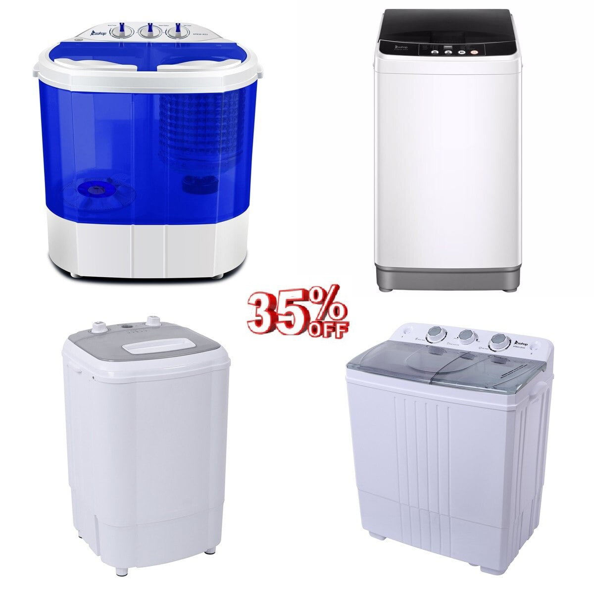 7LBS Mini Portable Compact Washing Machine Semi-Automatic Spin Washer Blue 