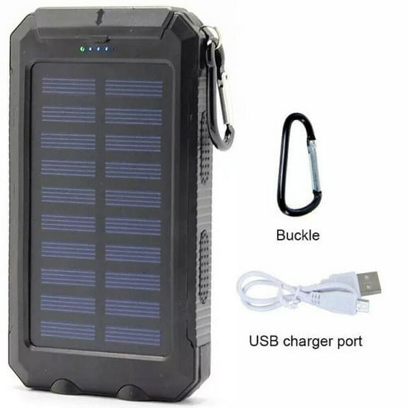 Super 10000000mAh USB Portable Charger Solar Power Bank for Cell Phone, Black.
