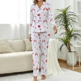 thumbnail image 2 of Top-kevin Pajama Sets for Womens Champagne Bottles Glasses Splashes Loose Button Down Long Sleeve Shirts And Pants Set, 2 of 12