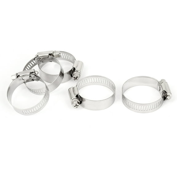 5pcs 21-38mm Adjustable Worm Gear Stainless Steel Tube Pipe Clip Hose Clamp