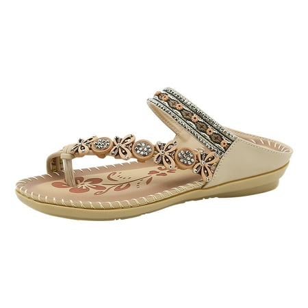 

ZHAGHMIN Sandalias De Mujer En Oferta Summer Fashion Women Casual Open Toe Flat Rhinestone Comfortable Soft Bottom Breathable Slip On Shoes Sandals Sandals Women Flip Flop Women Sandals Size 10 Wide