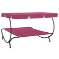 thumbnail image 3 of vidaXL Outdoor Lounge Bed with Canopy and Pillows Pink, 3 of 5