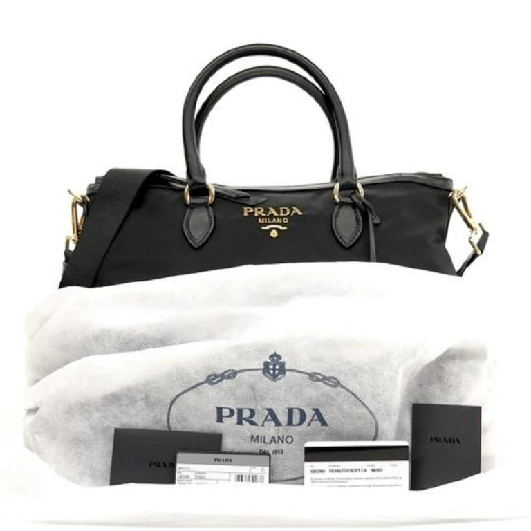 Prada, Bags, Prada Tessuto Tote With Leather Trim