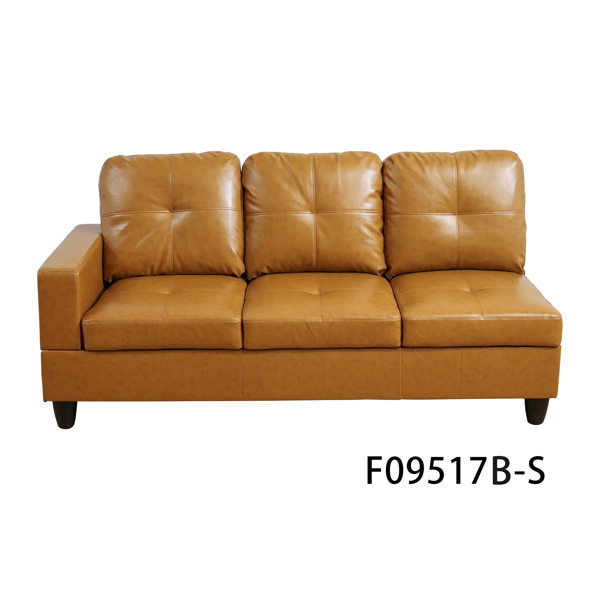 Hommoo L Shaped Sectional Couches and Sofas, 4-Seat Semi Semi PU Synthetic Leather Sectional Sofa Sets, Modern Living Room Furniture Sets, 17.5'' Back Height, Turmeric(No Ottoman)