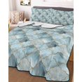 thumbnail image 3 of Quilts Twin Size, Teal Morocco Soft Comforter Bedding Set for Bed, Modern Abstract Art Contemporary Geometric Lightweight Quilted Bedspread with Pillow Cover(2 Pieces) for All Season, 68x86 Inch, 3 of 6