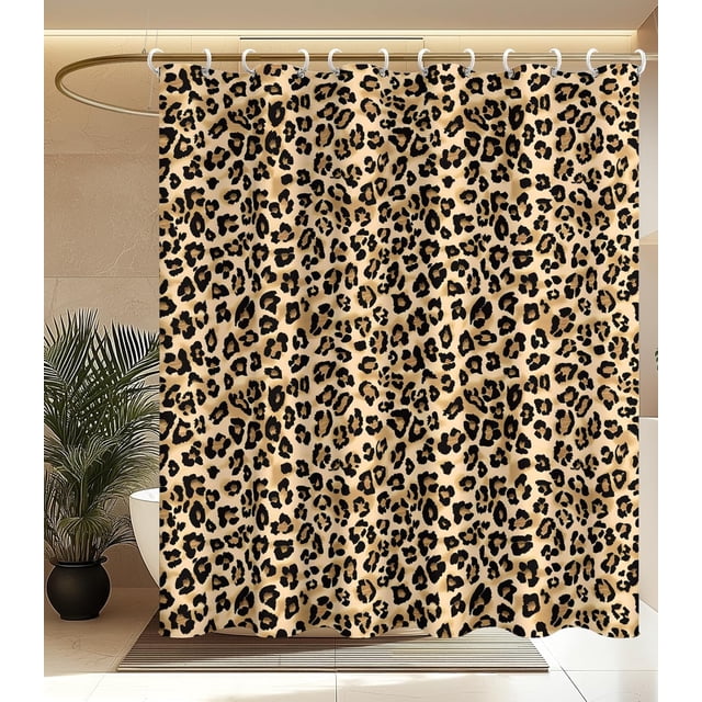 Cortina de ducha para baño, bonita, estética, decorativa, moderna, femenina, diseño único para niñas, bonita, tela impermeable para mujer, cortinas de baño, bañera, 180 x 180 cm, estampado de leopardo