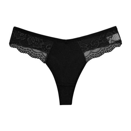

GWAABD Seamless Underwear for Women High Waisted Comfortable Women s Cotton Sides Lace Panties Thong Lace Stitching V Waist Pure Desire T Pants Low Waist Panties