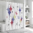 thumbnail image 5 of Red Purple Diamond Shower Curtain, Waterproof Shower Curtains for Bathroom, Modern Geometric Middle Century Retro Washable Fabric Bathtub Curtain Set Bath Decor with 12 Hooks Long 72"x84", 5 of 6