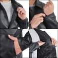 thumbnail image 5 of Men's Classic Winter Black Leather Car Coat - 3/4 Length, 5 of 7