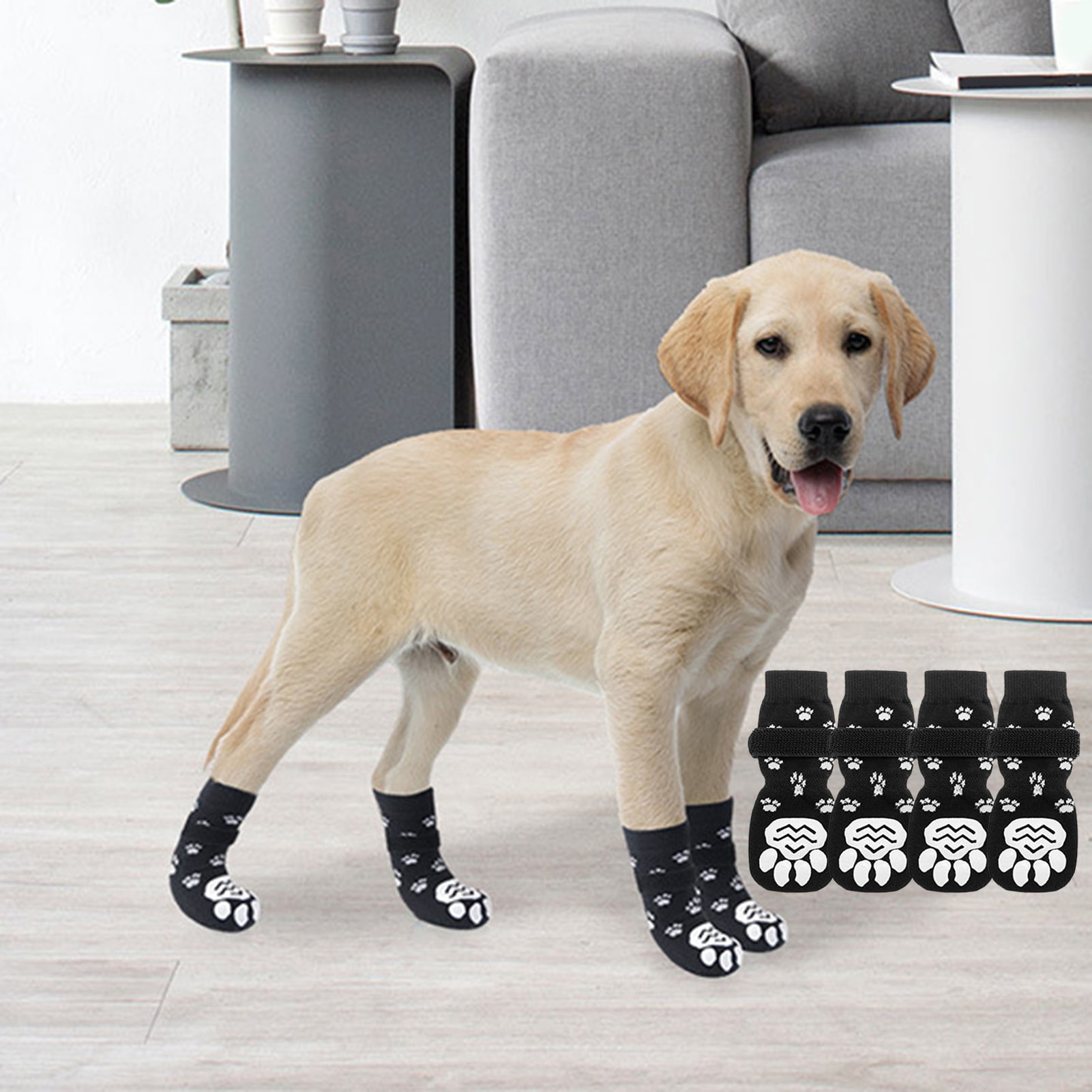 Wirlsweal 4Pcs Dog Socks Super Soft Fastener Tape Non-Slip Breathable  Easy-wearing Decorative Cotton Medium Large Dogs Socks Paw Protector Pet  Supplies 