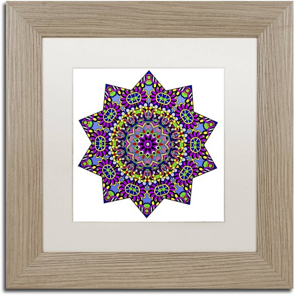 Trademark Fine Art "Shining Mandala in Purples" Canvas Art by Kathy G. Ahrens, White Matte, Birch Frame