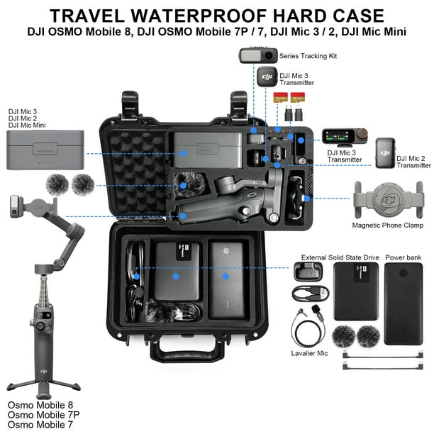 Lekufee Portable Waterproof Hard Case for DJI Osmo Mobile 8, Osmo