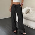thumbnail image 4 of Pants for Women Cotton Linen Embroidered Wide Leg Pants Spring and Summer Loose High Waist Straight Casual Pants, 4 of 6