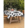 thumbnail image 3 of Outdoor Tablecloth with Umbrella Hole for Patio/Picnic/Party/Camping, Football Sports Waterproof Table Cloth Rectangle Table Cover Washable, Modern Black White Plaid Bows Ball Games (60"x 120"), 3 of 9