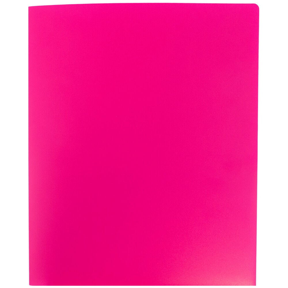 JAM Paper Heavy Duty Plastic 2 Pocket Extra Tough School Folders, Fuchsia Hot Pink, Bulk 48/Pack