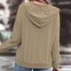 thumbnail image 4 of Sudaderas con Capucha para Mujer con Botones en Contraste de Color Diseño de Empalme Suave y Transpirable Sudadera con Capucha para Mujer con Bolsillo para Trabajo de Fiesta Caqui XL, 4 of 6