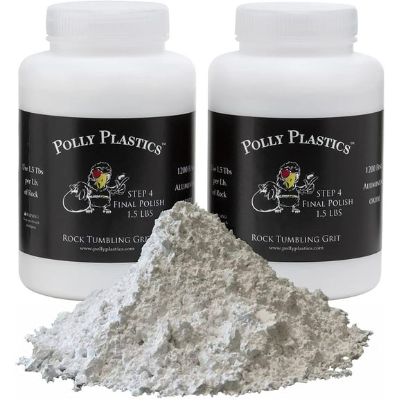Polly Plastics Rock Tumbler Grit Refill, Final Polish 1200 Fine Aluminum Oxide, Stage 4 for Tumbling Stones (2 pack) (3 lb.)