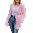 thumbnail image 2 of ylioge Fleece Cardigan Sweaters for Women Trendy Button-Down Wool Knitted Jackets Casual Solid Loose Long Sleeve Soft Coats with Pockets, 2 of 3