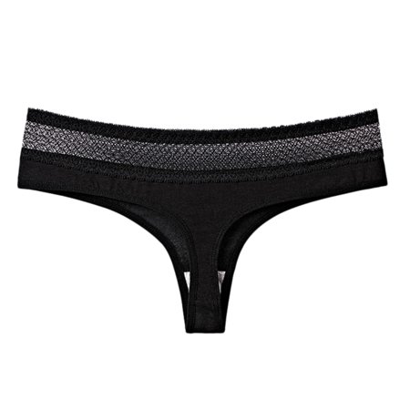 

Aayomet Women Panties Thong Ladies Show Wear Fashion Soft Ice Silk Seamless Low Waist Lace Hollow Briefs Black M